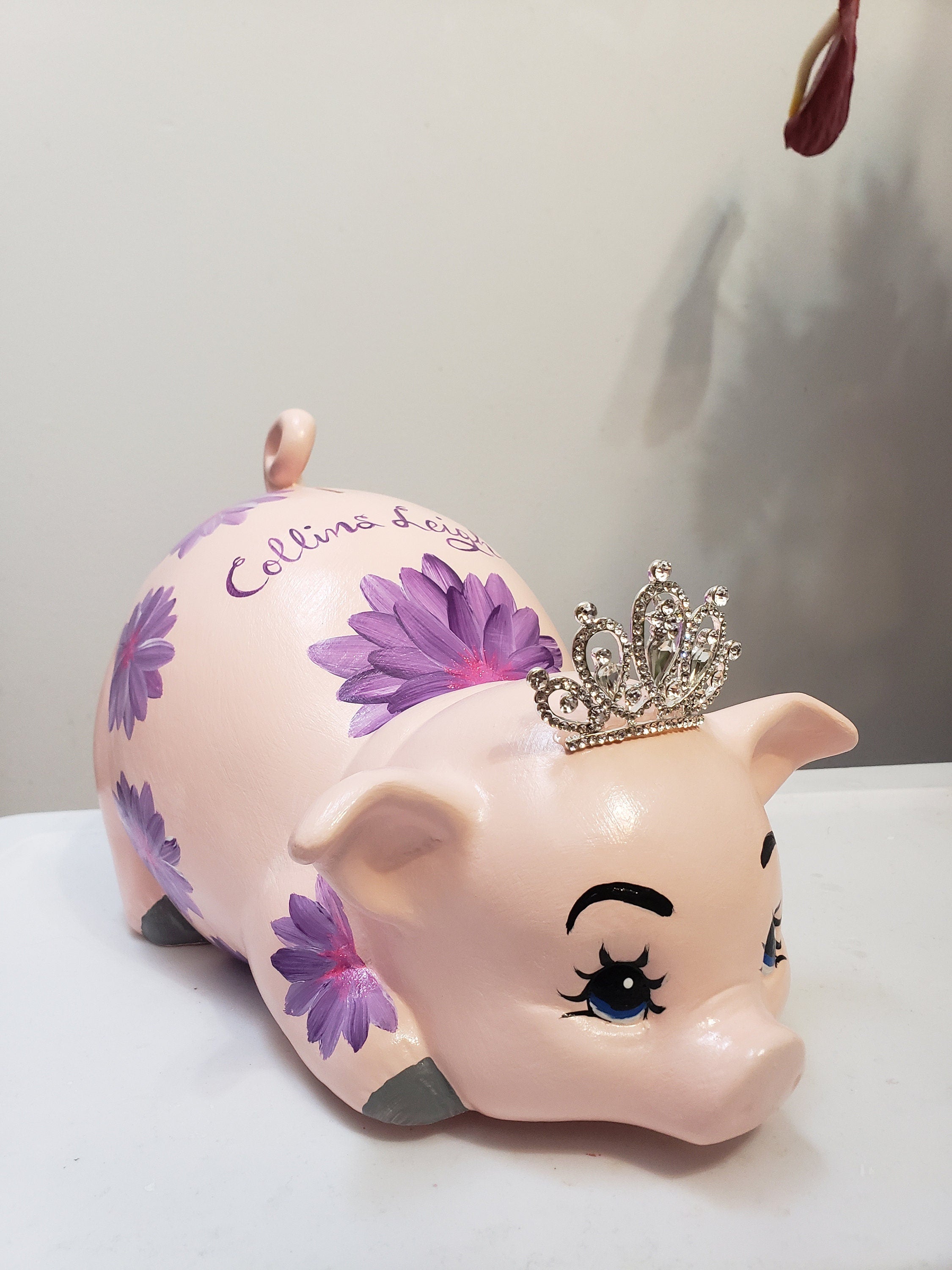 Personalized piggy bank/piggy bank/baby bank/ceramics bank/hand-painted piggy bank/baby gift/baby shower gift