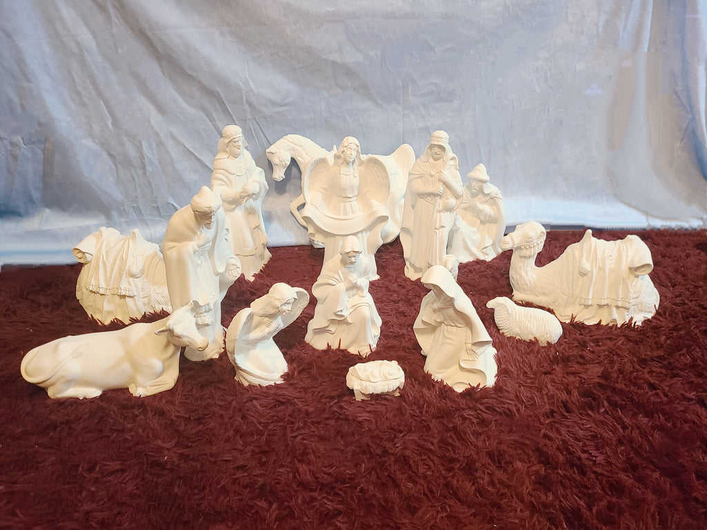 Nativity Large File Extra Large Nativity Set - Hand-Painted Bisque Ceramic – Paint Me A Pig