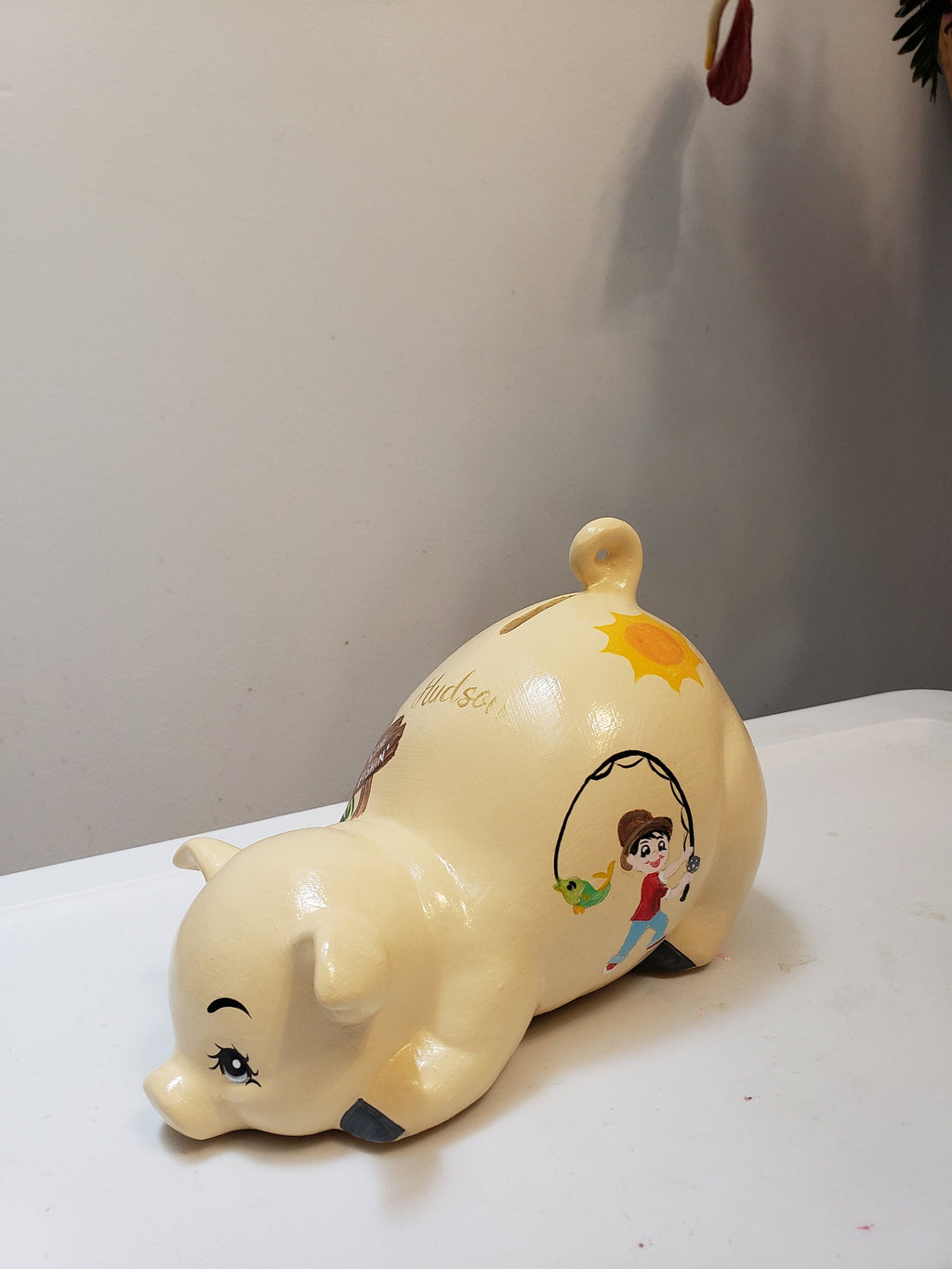 Fishing theme piggy bank