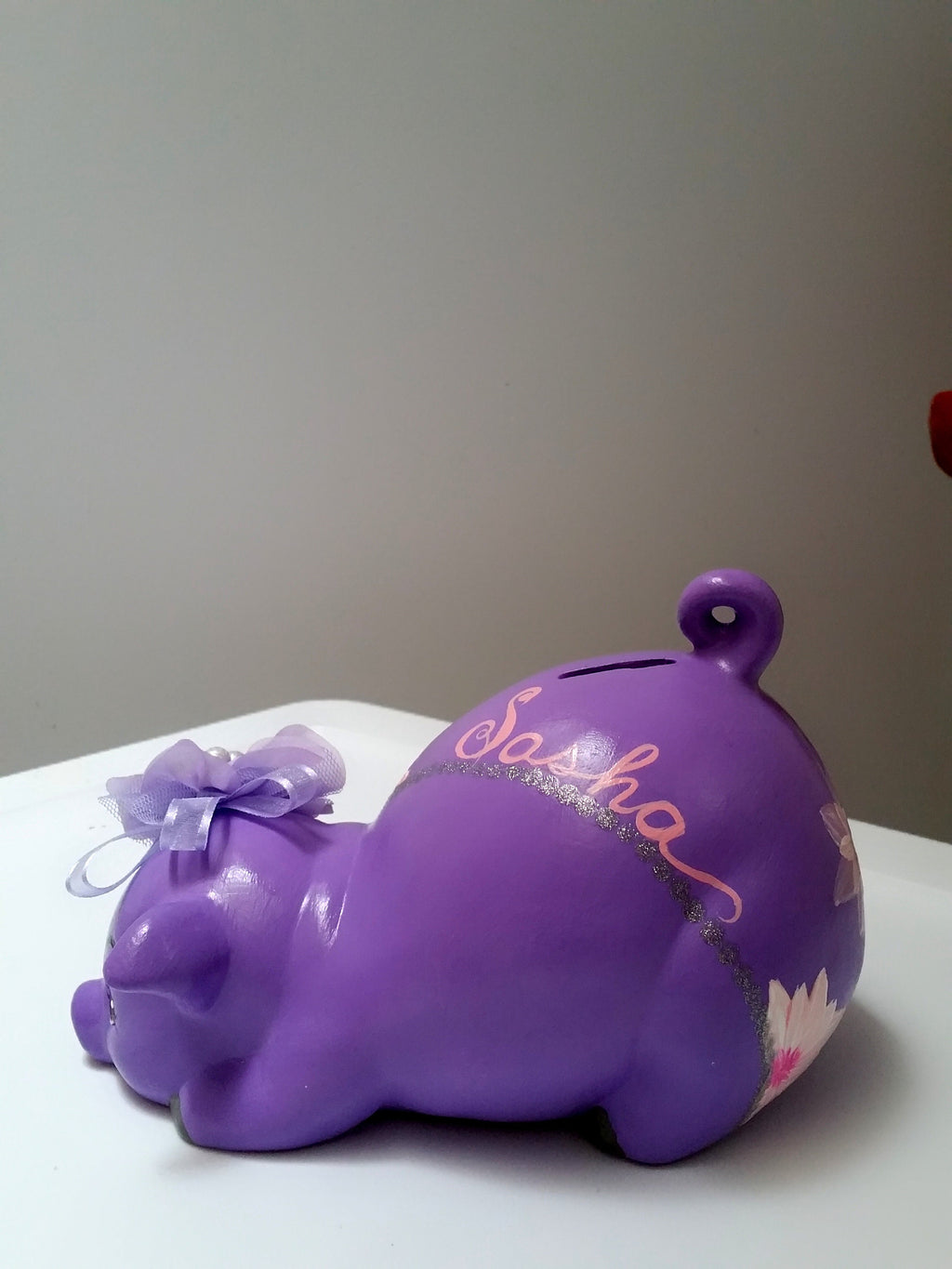 Piggy bank/personalized piggy bank/girls piggy bank/purple piggy bank/floral piggy bank