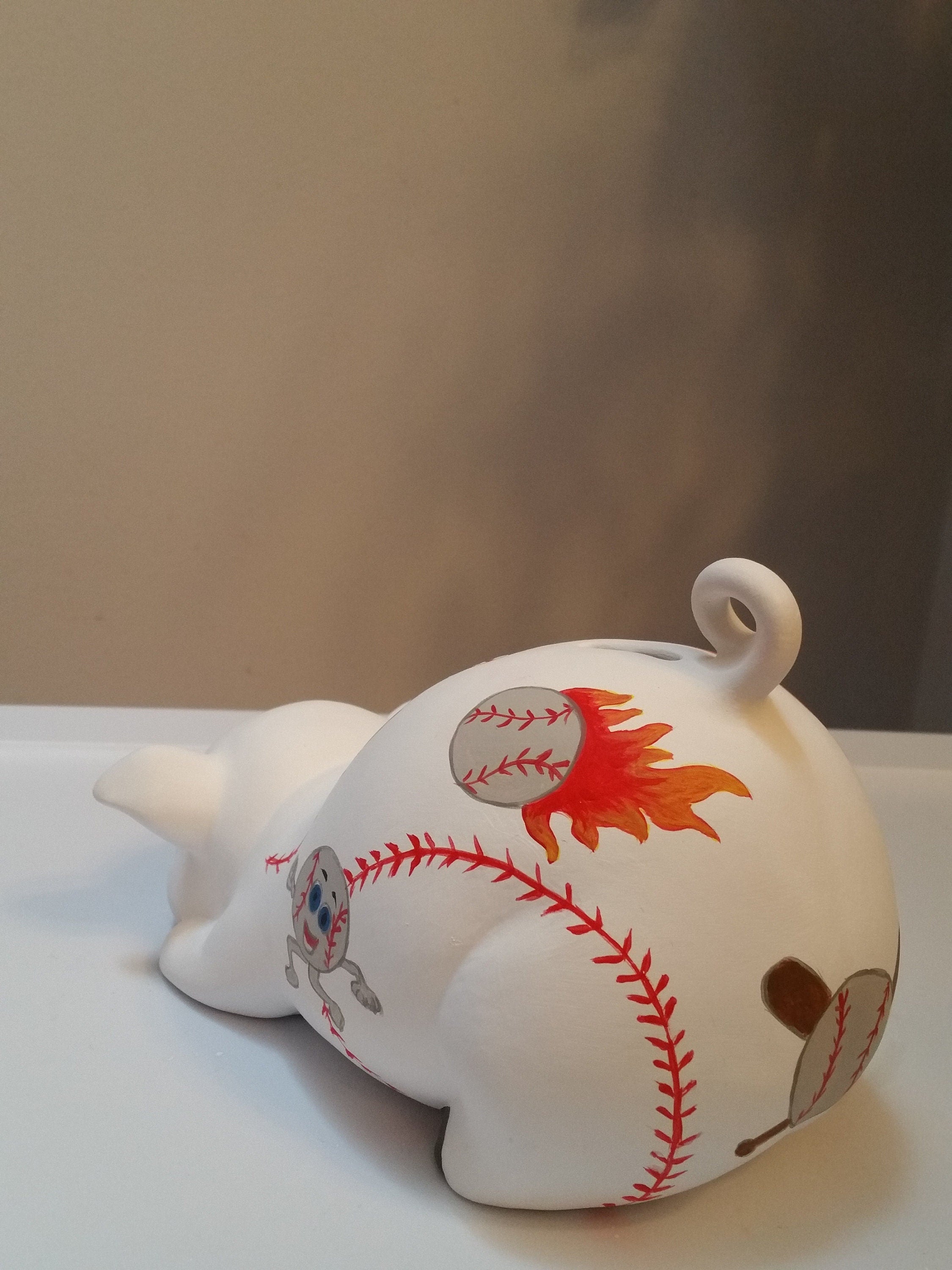 Large Personalized baseball-theme piggy bank/piggy bank/boys piggy bank