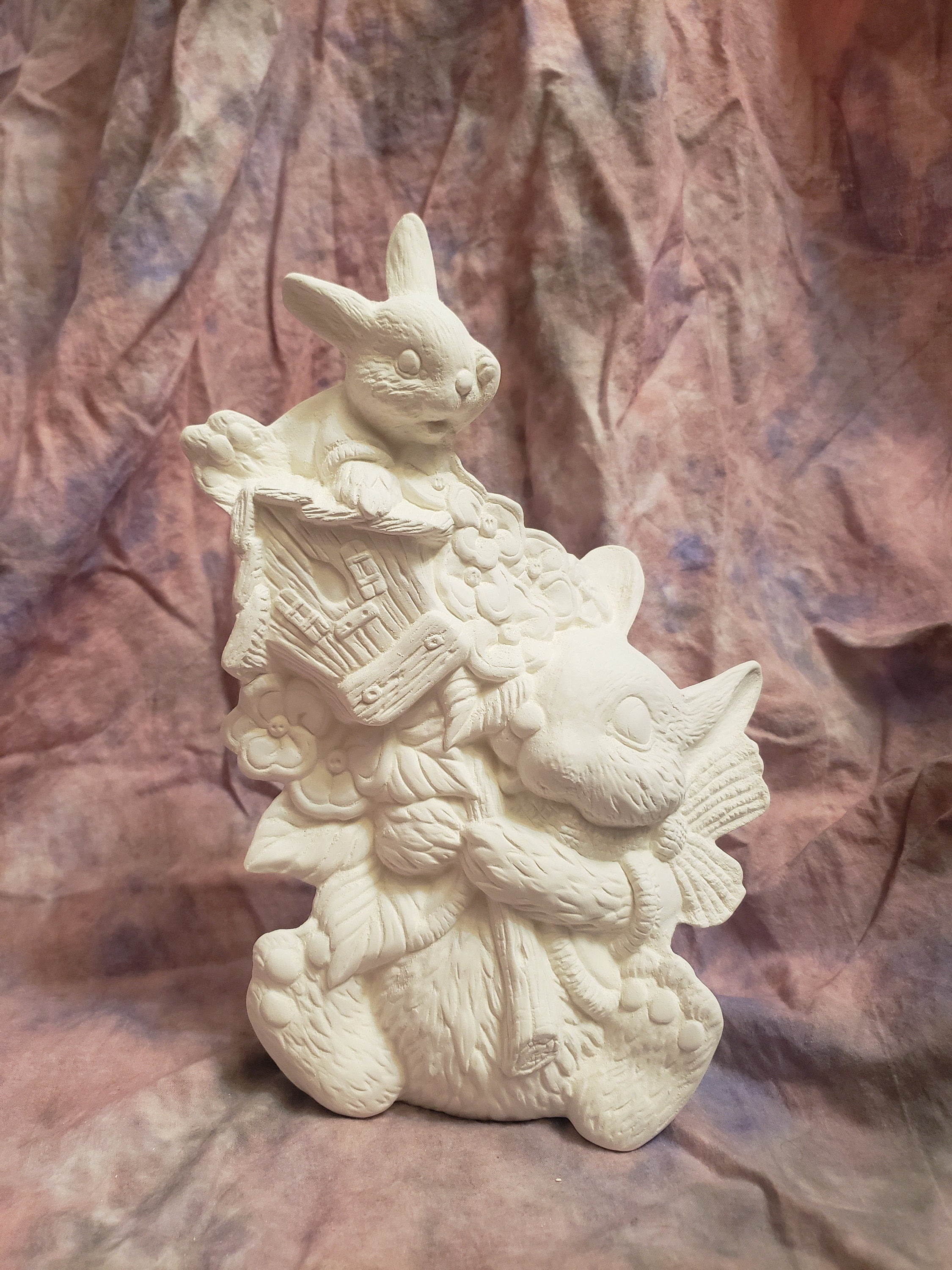 Bunnies With Birdhouse