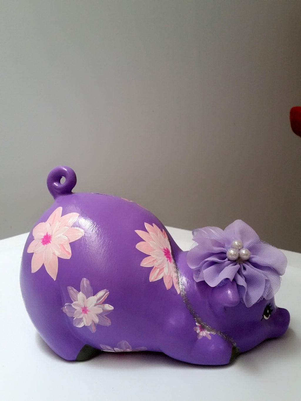 Piggy bank/personalized piggy bank/girls piggy bank/purple piggy bank/floral piggy bank