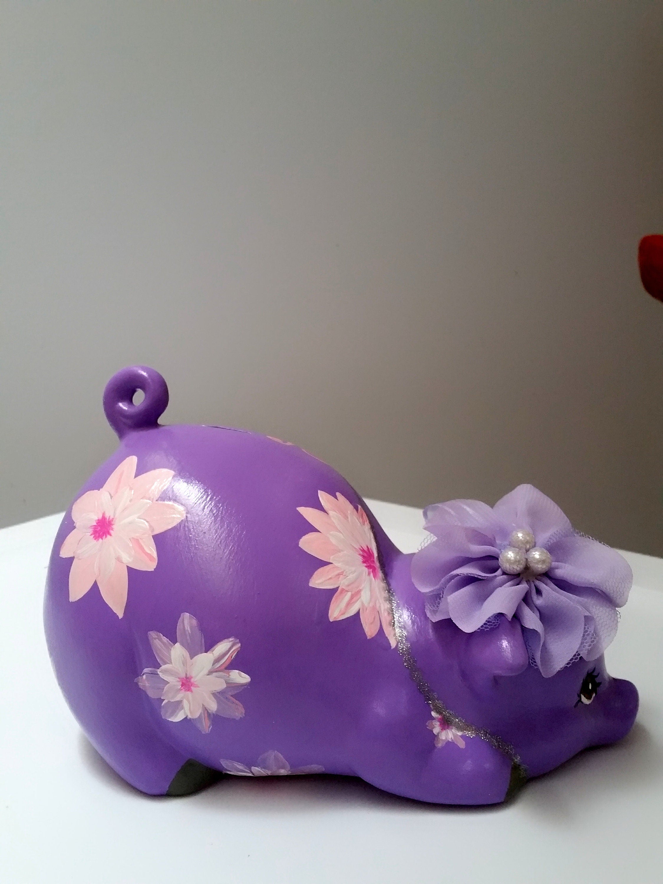 Piggy bank/personalized piggy bank/girls piggy bank/purple piggy bank/floral piggy bank