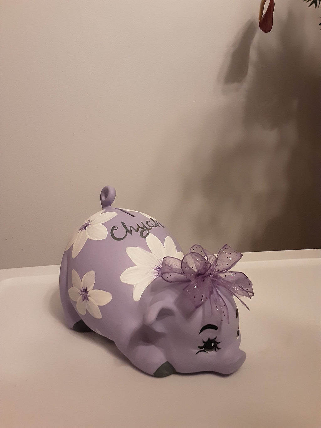 Personalized Piggy Bank/Piggy Bank/Girls Piggy Bank/Purple Piggy Bank/Baby gift/Baby shower gift