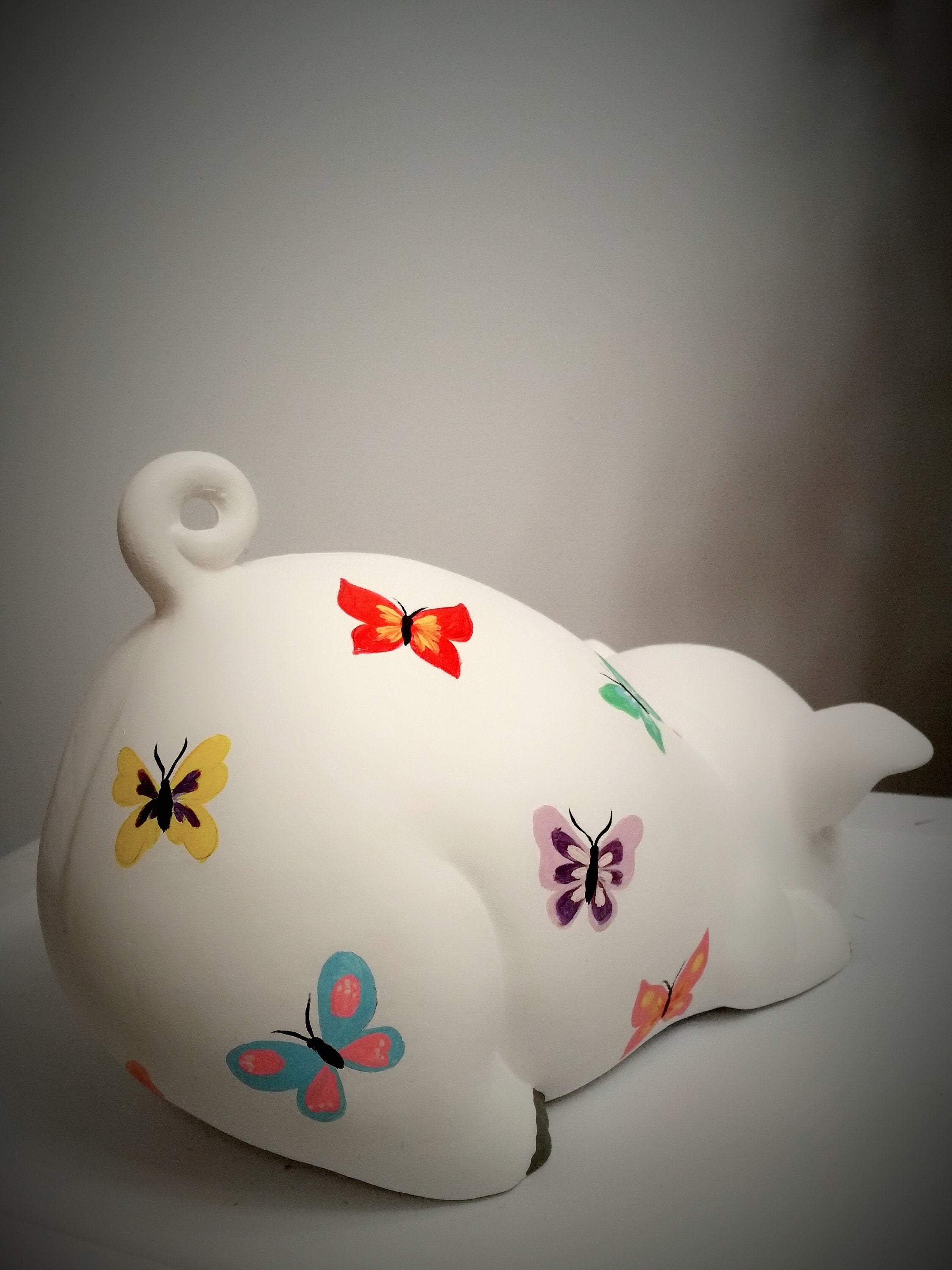 Large piggy bank with butterflies/piggy bank/personalized piggy bank/girls piggy bank