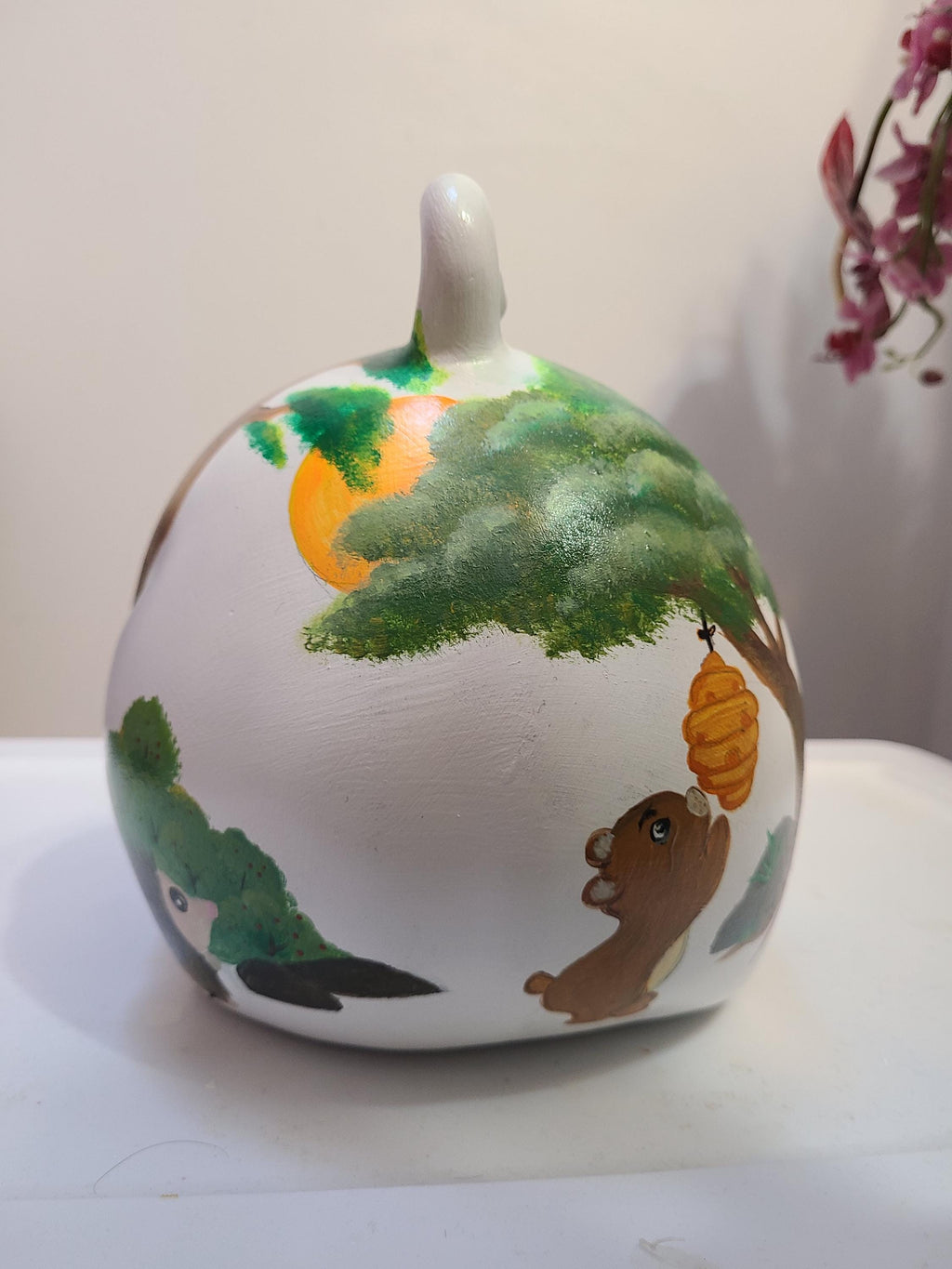 Large painted piggy construction theme piggy bank