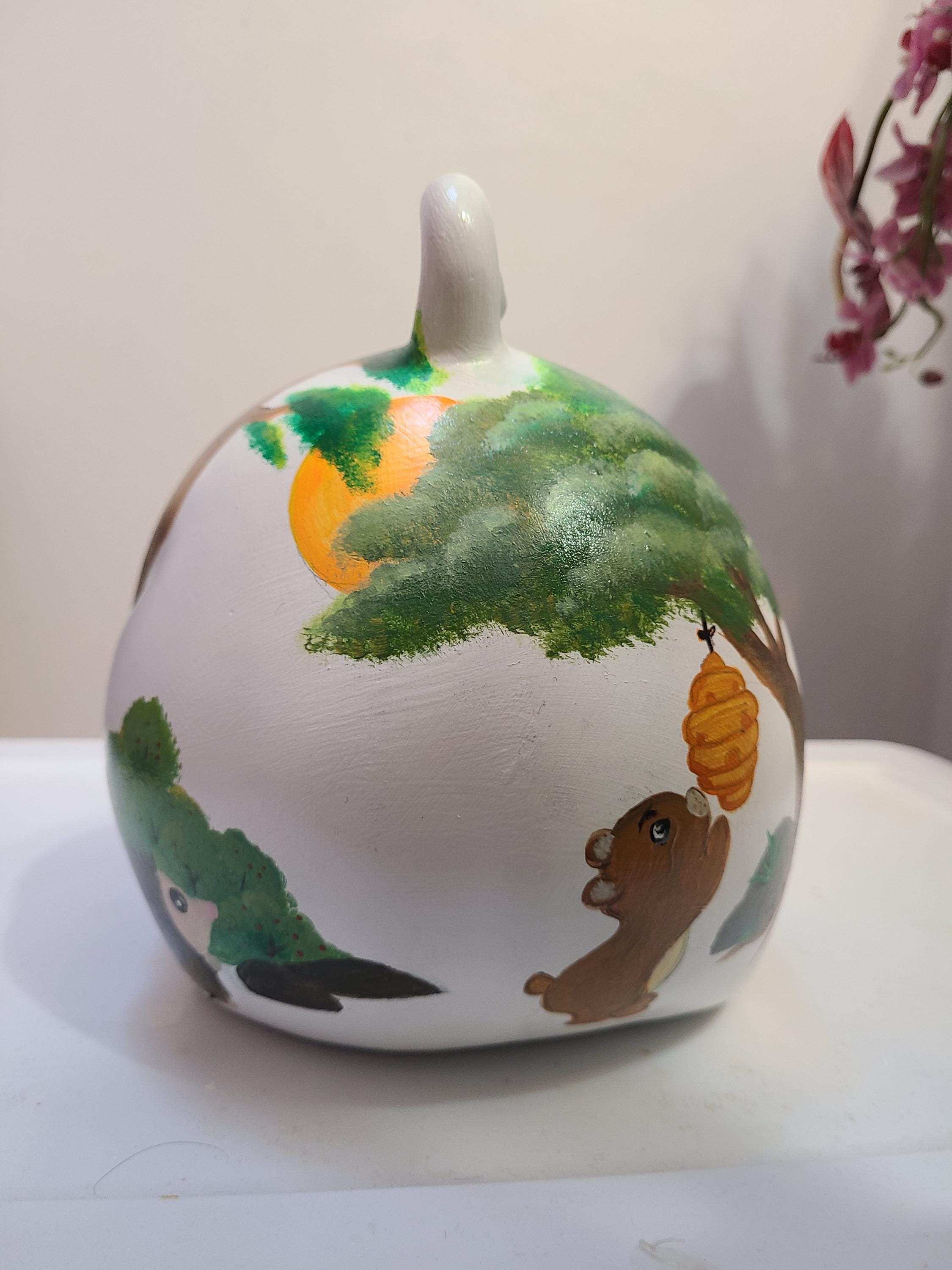 Large painted piggy construction theme piggy bank