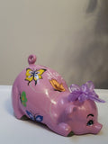 Orchid Piggy Bank With Butterflies and Custom Bow