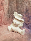 Snowman with snowflake on hat/ceramic snowman/sitting snowman