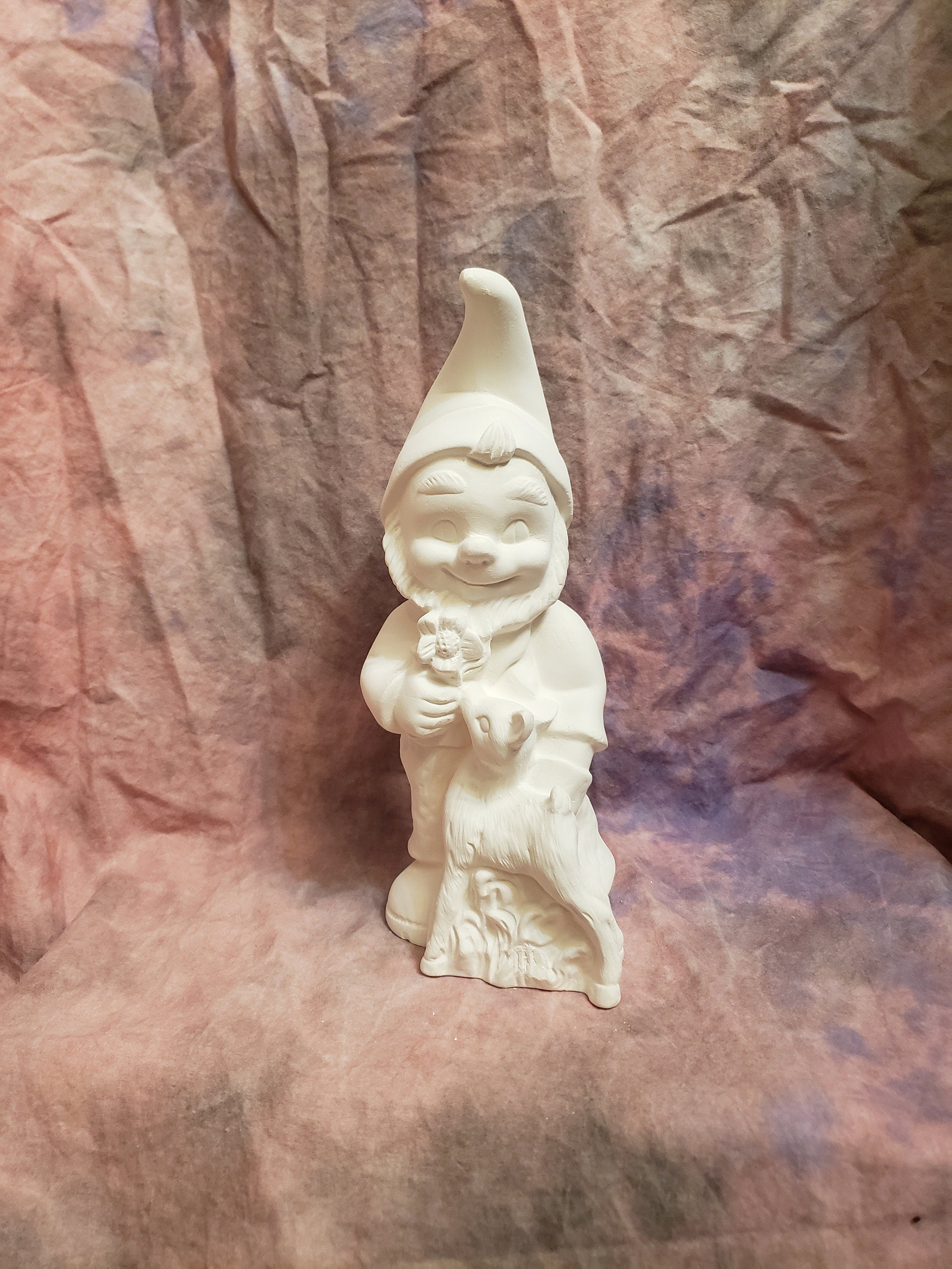 Garden gnome with deer-ready to paint 12"