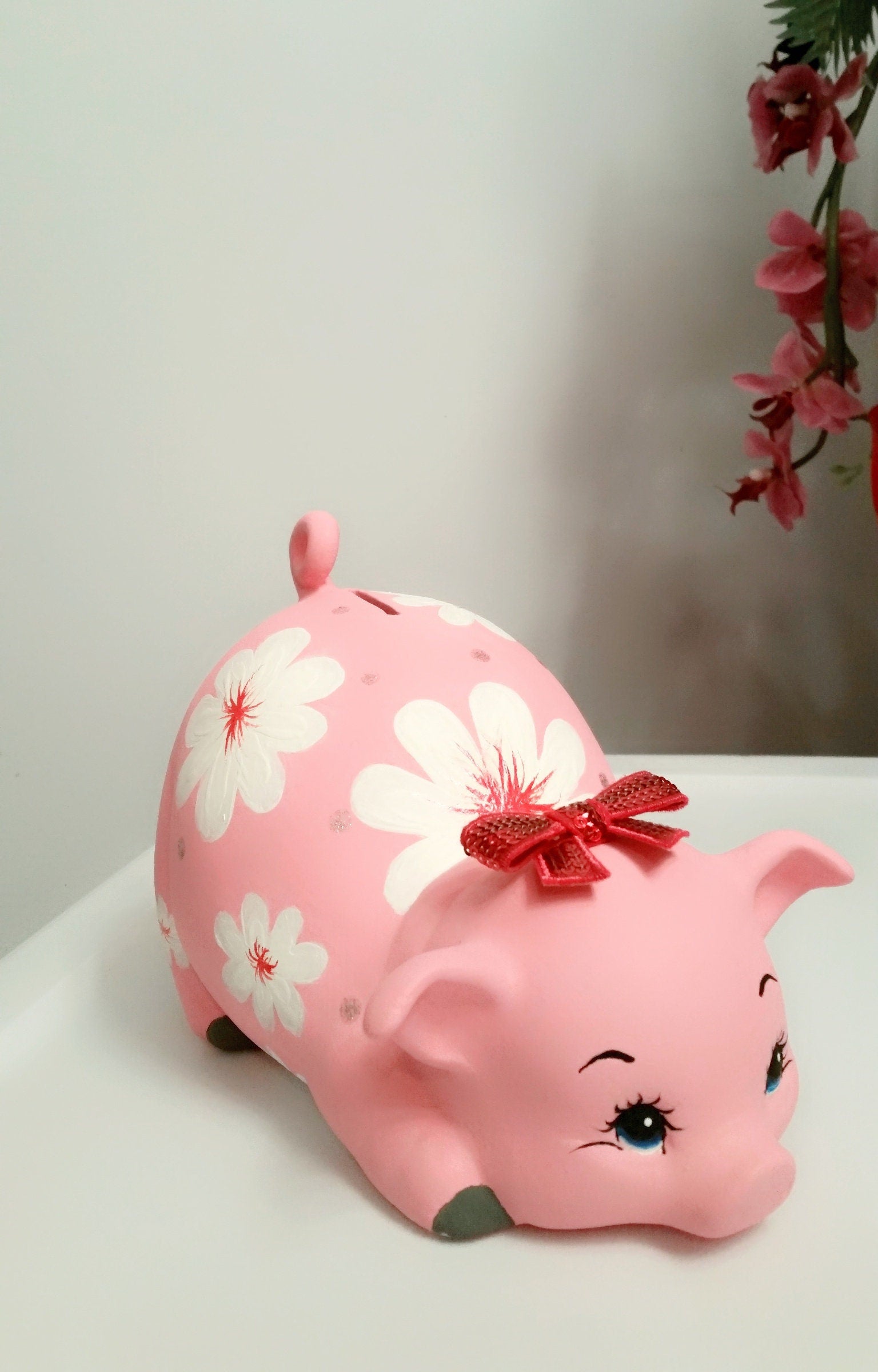 Personalized piggy bank, girls' piggy bank, baby piggy bank, pink piggy bank, ceramic piggy bank, baby gift, baby shower gift