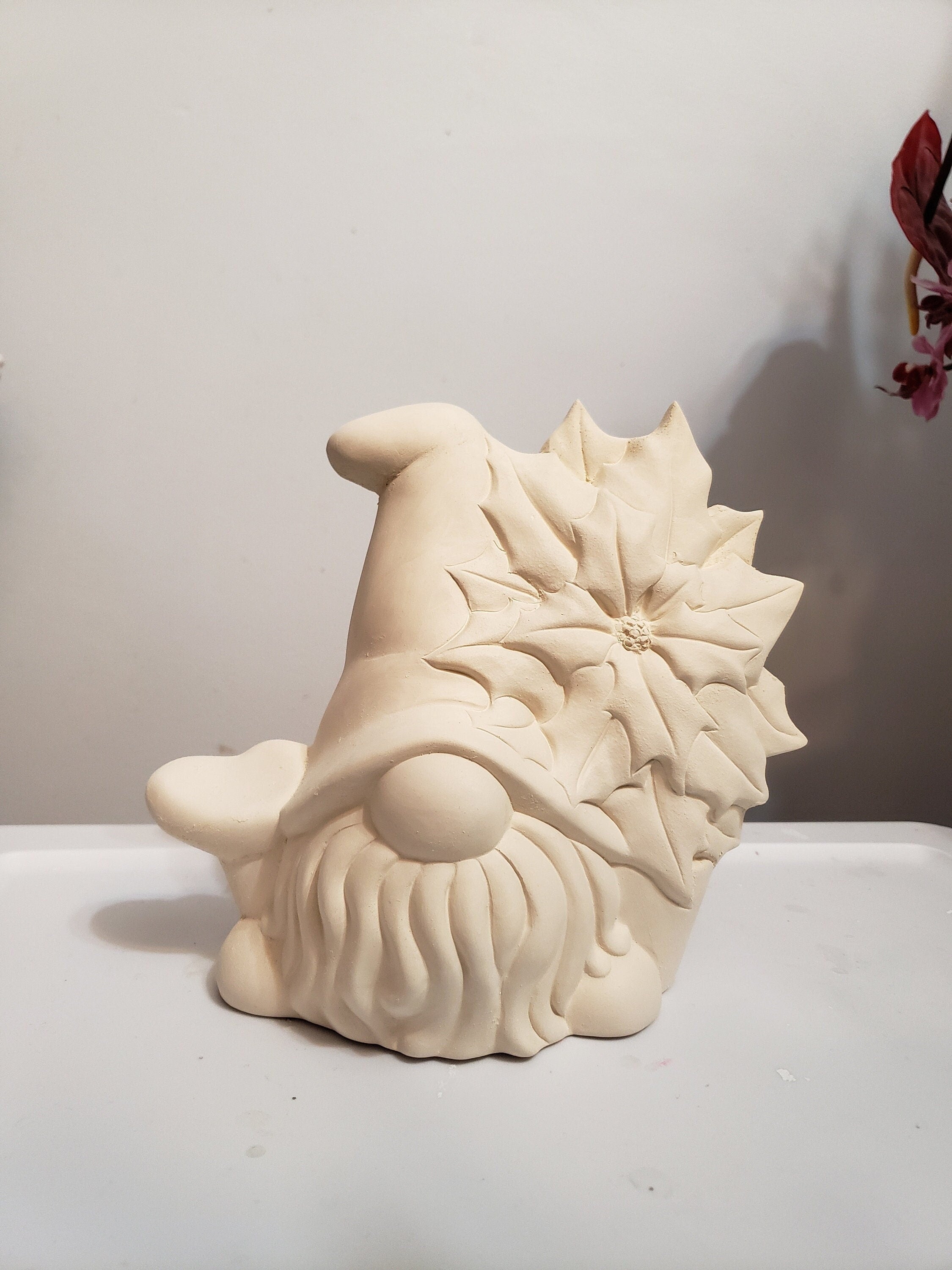 NEW! Clay Magic Gunner Gnome with Poinsettia