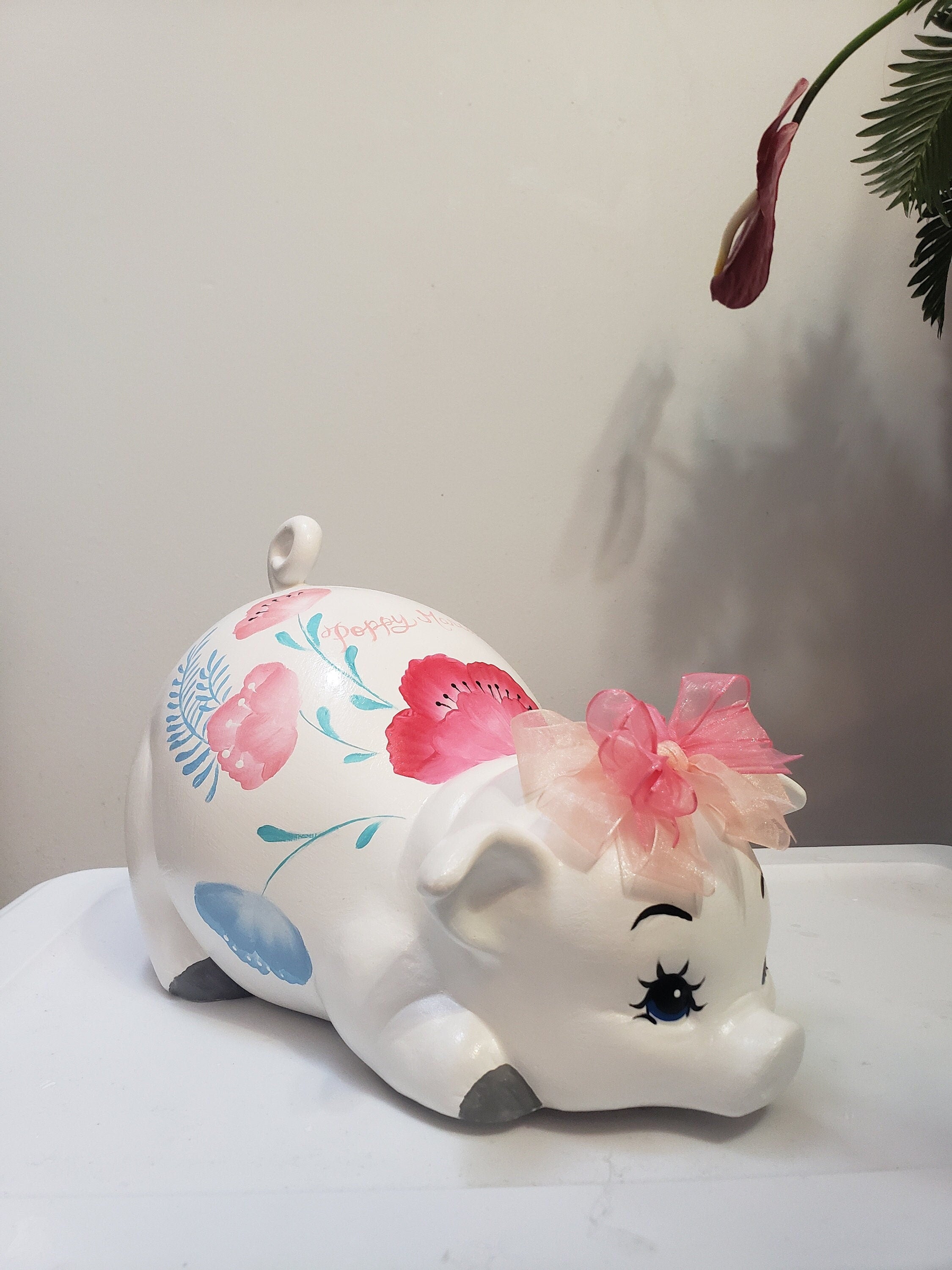 Large custom piggy bank/piggy bank/Ceramic piggy bank/baby gift/baby shower gift