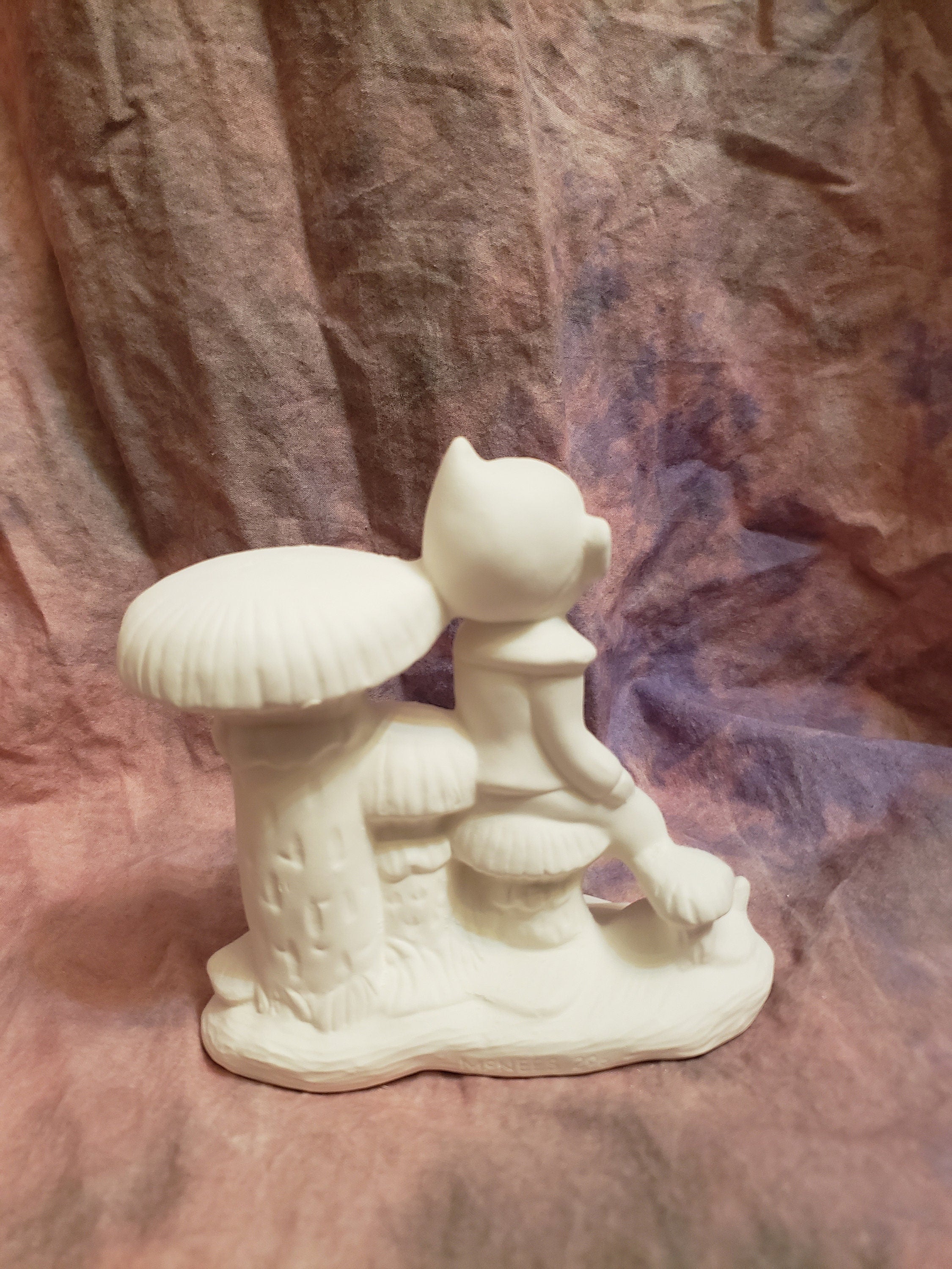 Elf with mushrooms ready to paint/garden elf/ceramic elf with mushroom