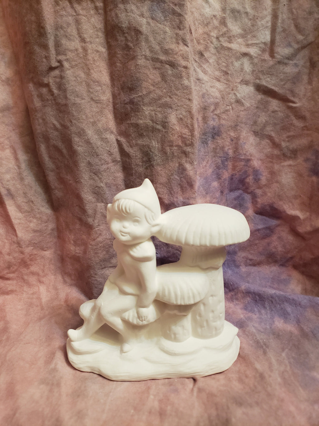 Elf with mushrooms ready to paint/garden elf/ceramic elf with mushroom