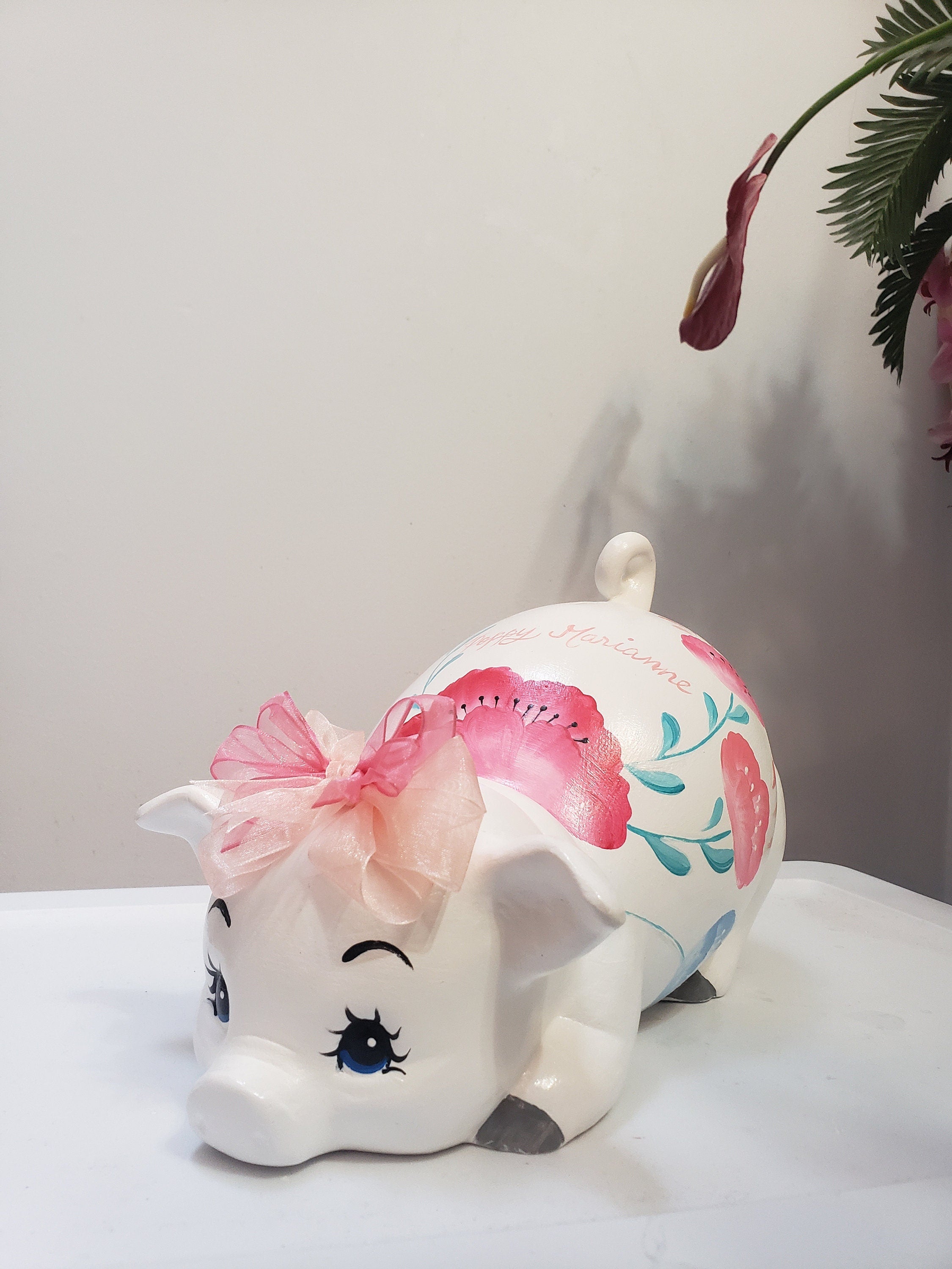 Large custom piggy bank/piggy bank/Ceramic piggy bank/baby gift/baby shower gift
