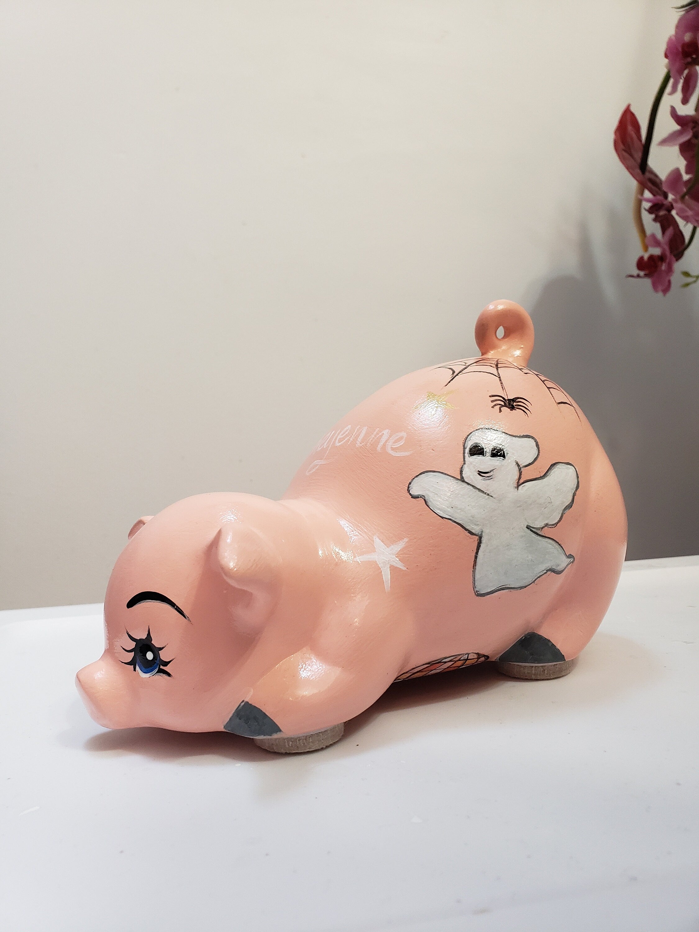 Small-sized, Personalized piggy bank with Halloween theme