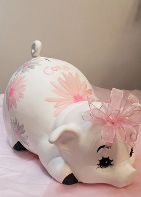 Piggy bank/personalized piggy bank/custom piggy bank/girls piggy bank/ceramic piggy bank/baby gift/baby shower gift/birthday gift