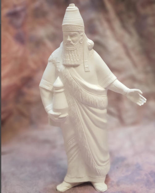 Nativity set: Bisque Duncan kneeling wiseman with turban and standing wiseman