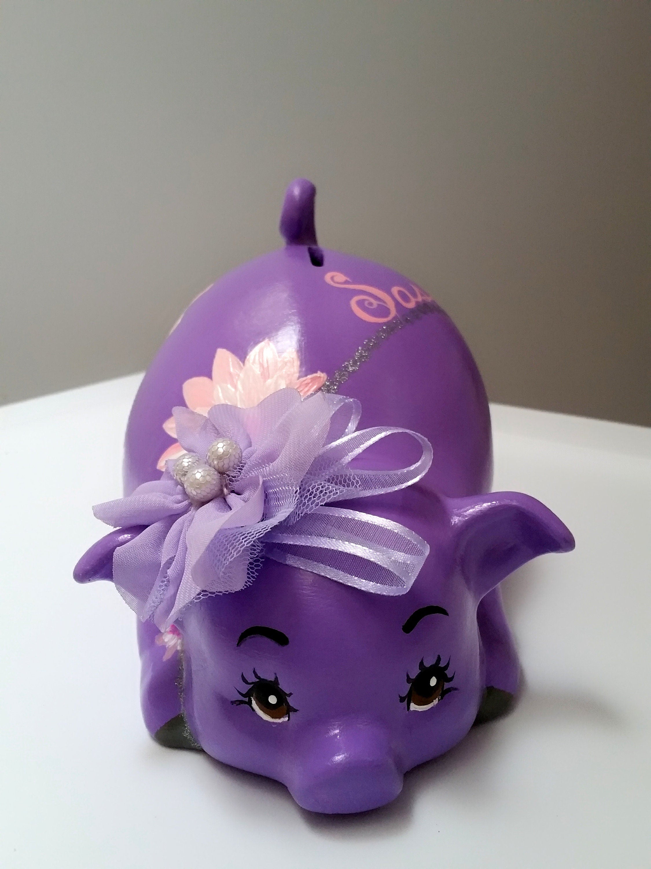 Piggy bank/personalized piggy bank/girls piggy bank/purple piggy bank/floral piggy bank