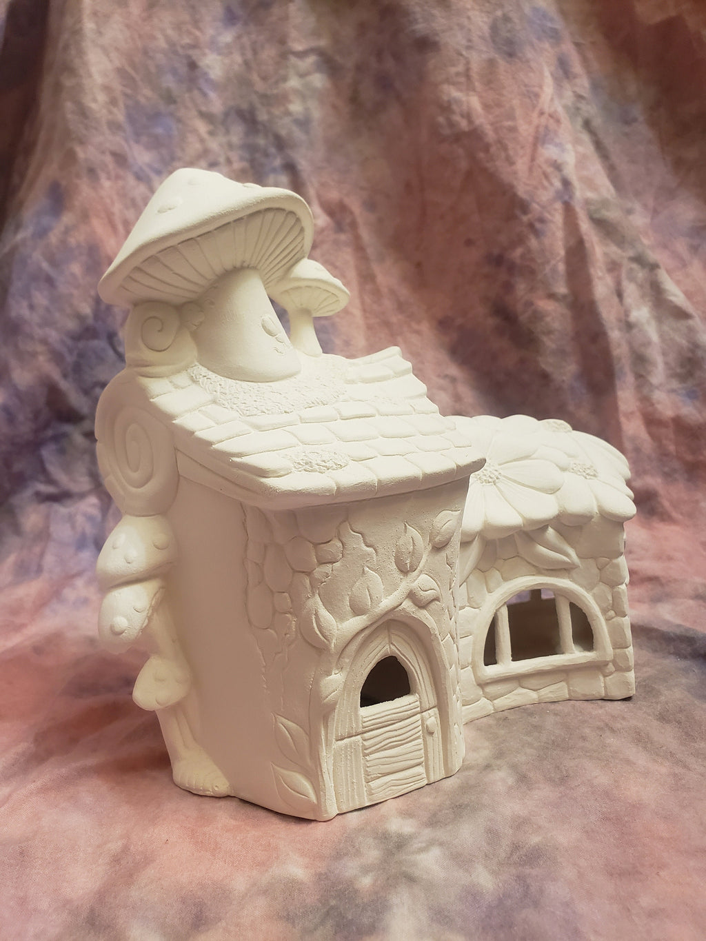 Paint your own floral fairy house with mushroom