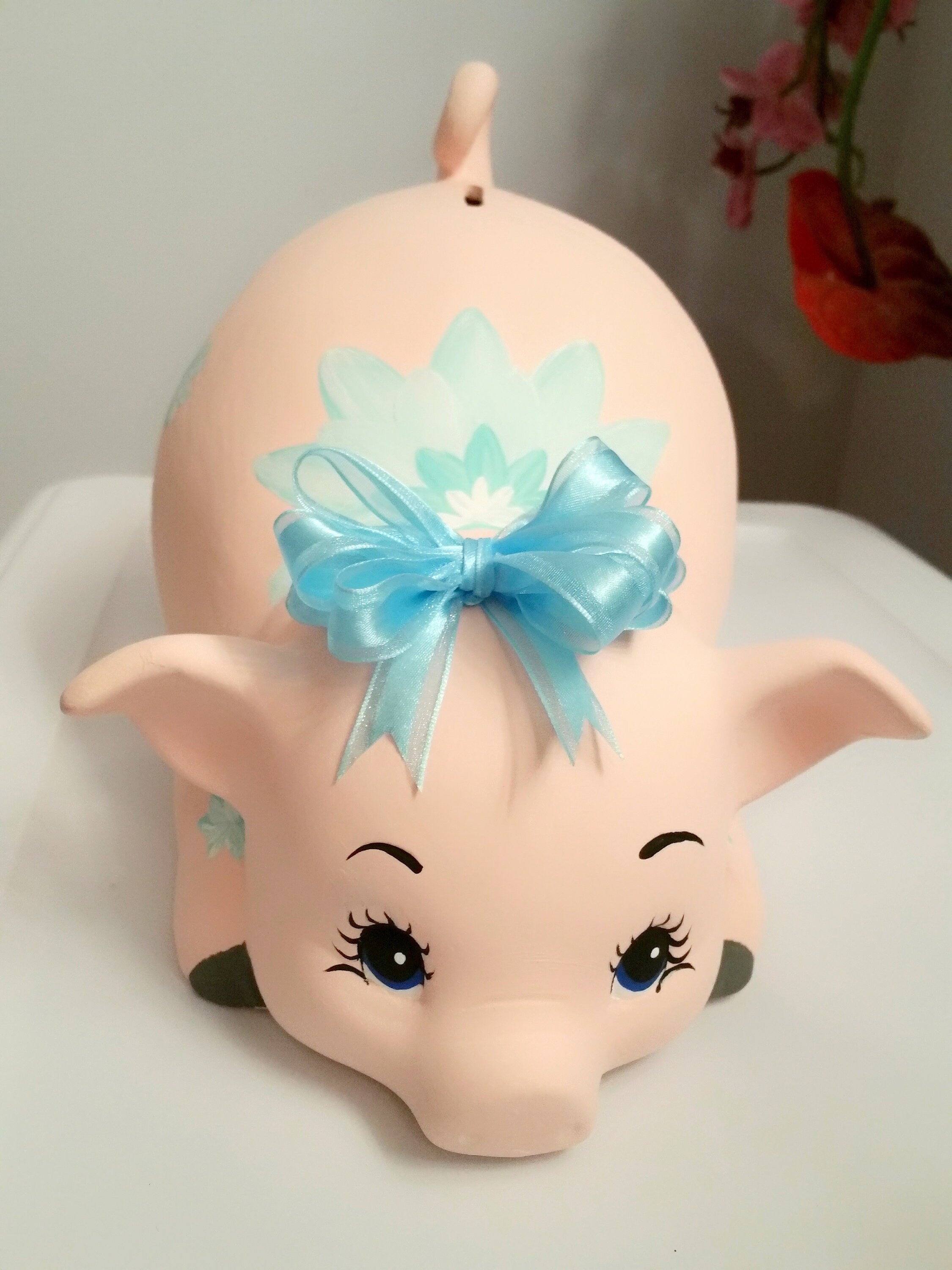 Personalized piggy bank/piggy bank/baby bank/ceramics bank/hand-painted piggy bank/baby gift/baby shower gift