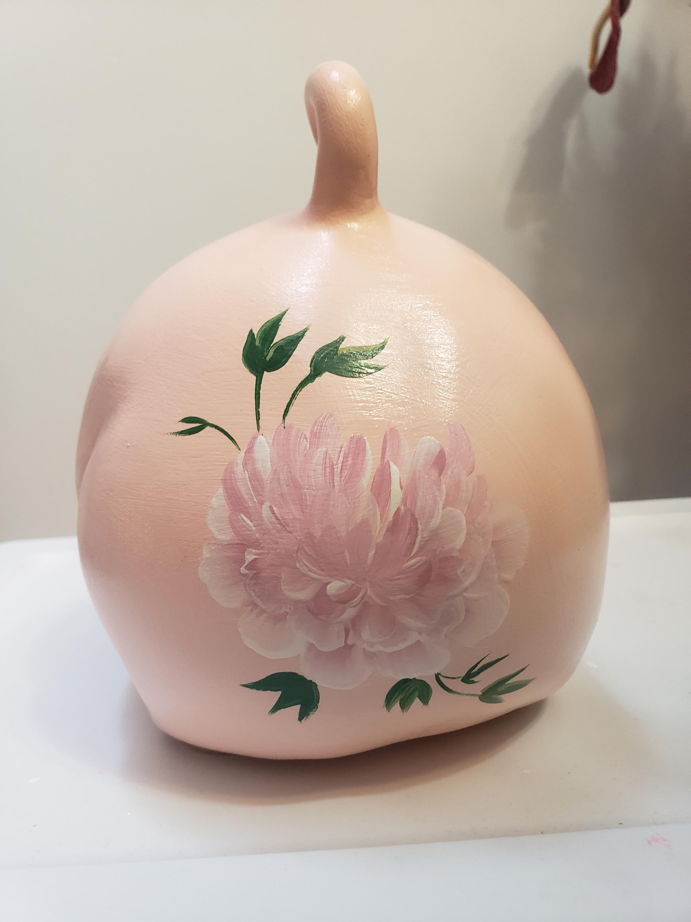 Large peony-themed piggy bank