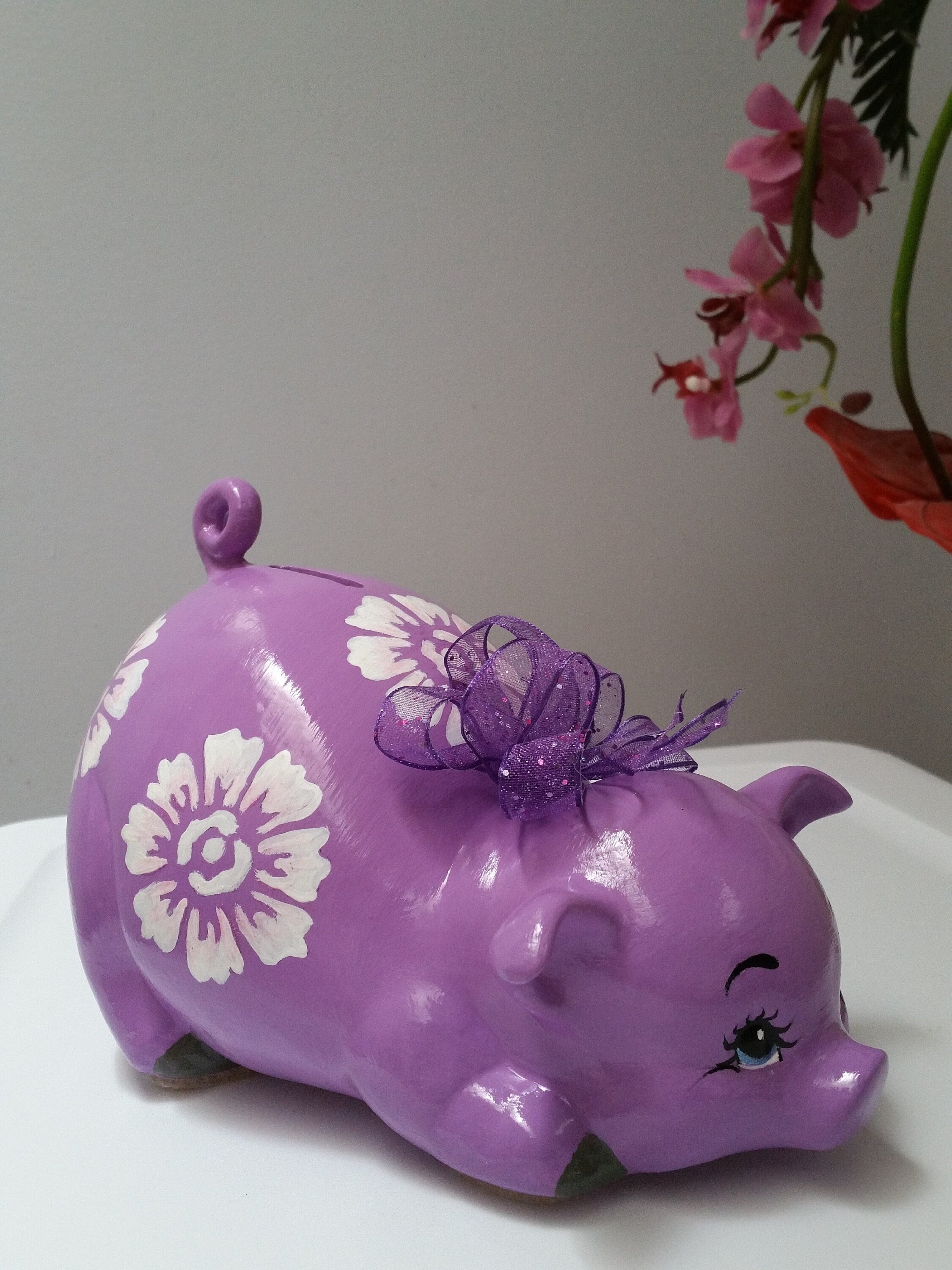 Personalized piggy bank/purple piggy bank/girls piggy bank/ceramics piggy bank/baby gift/baby shower gift
