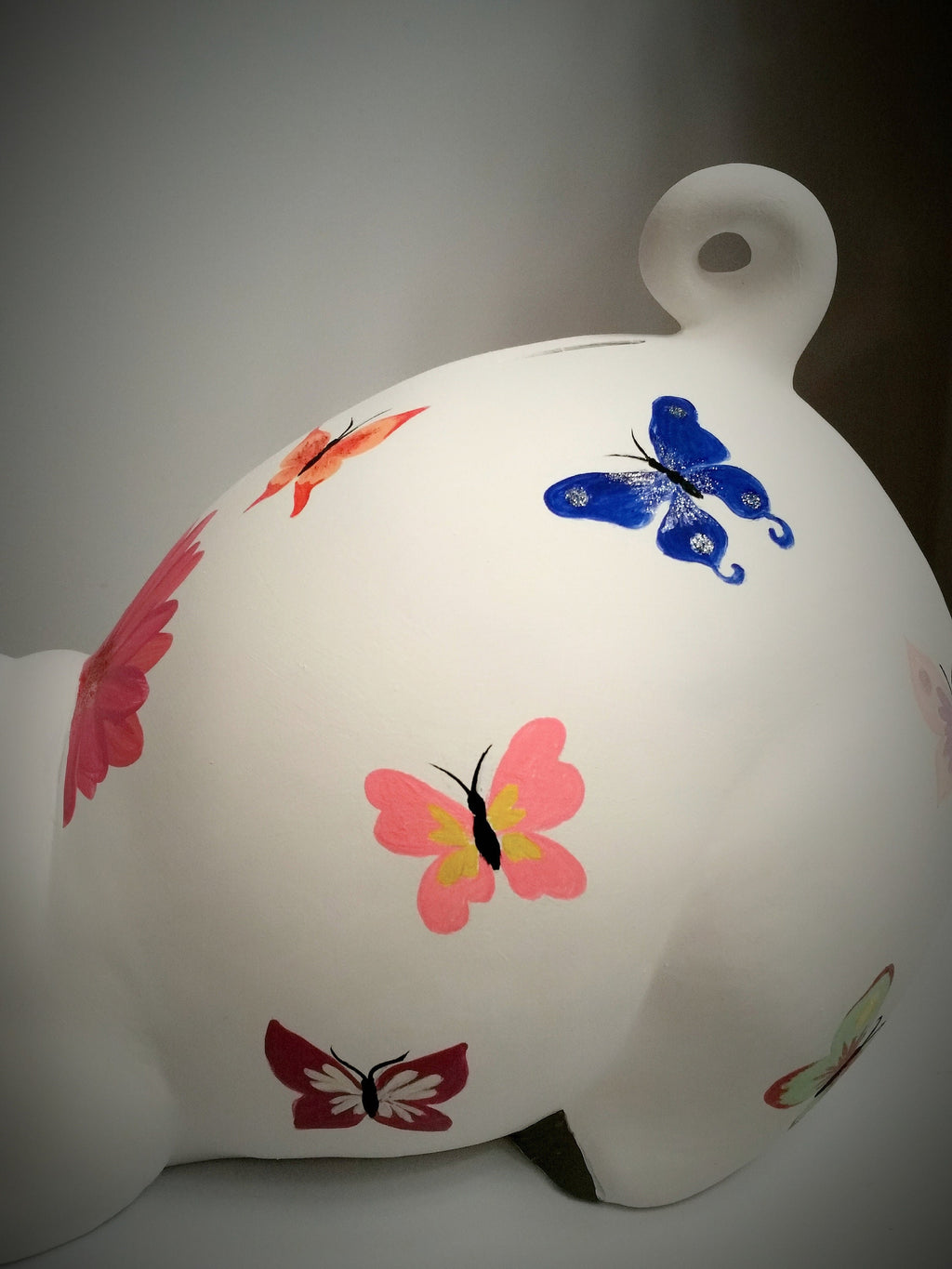 Large piggy bank with butterflies/piggy bank/personalized piggy bank/girls piggy bank