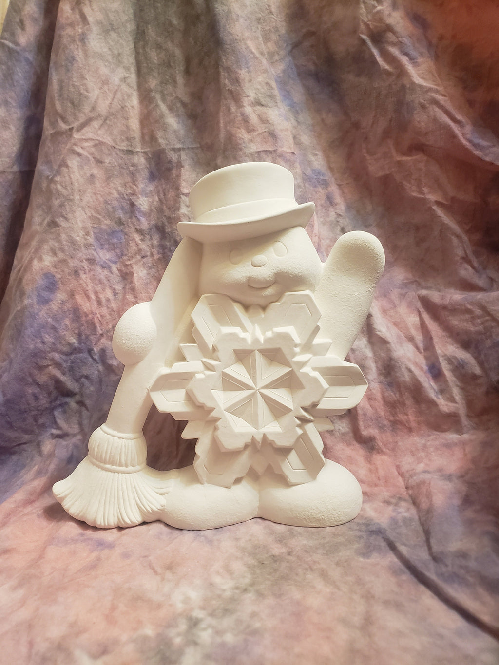 Paint your own snowman with snowflake and broomstick