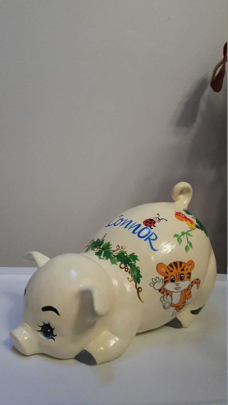 Small-sized, Personalized piggy bank with Jungle Theme