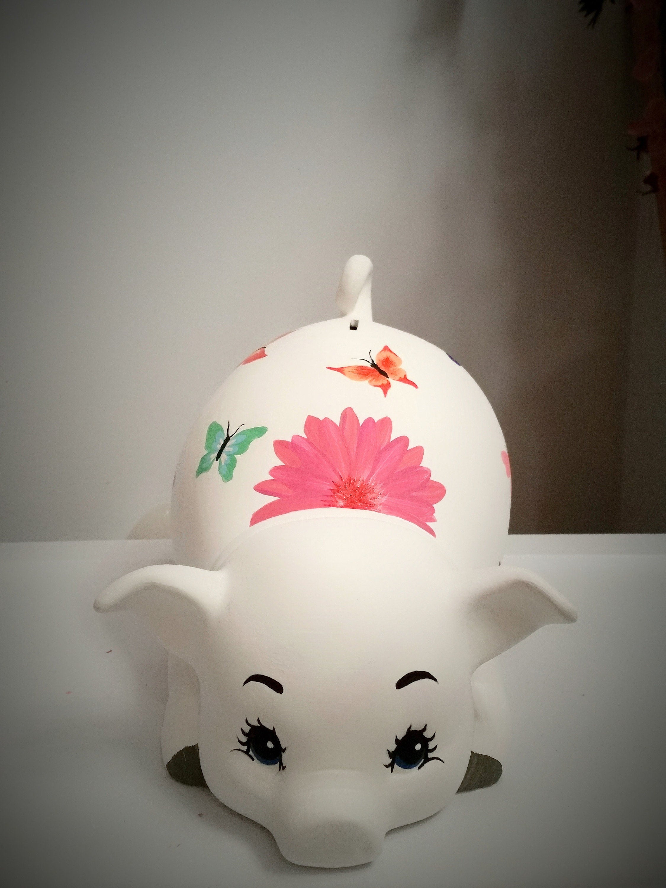 Large piggy bank with butterflies/piggy bank/personalized piggy bank/girls piggy bank