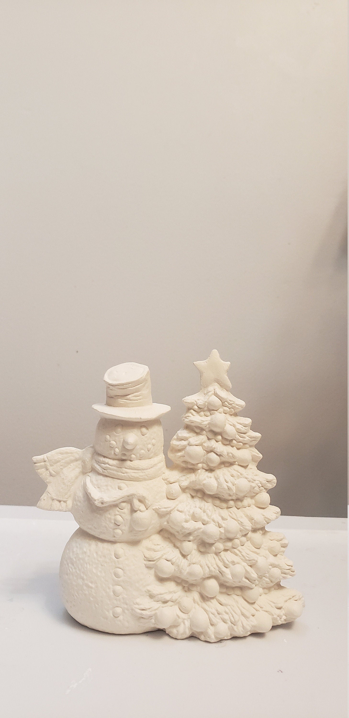 Snowman and Christmas Tree bisque/Christmas decor bisque