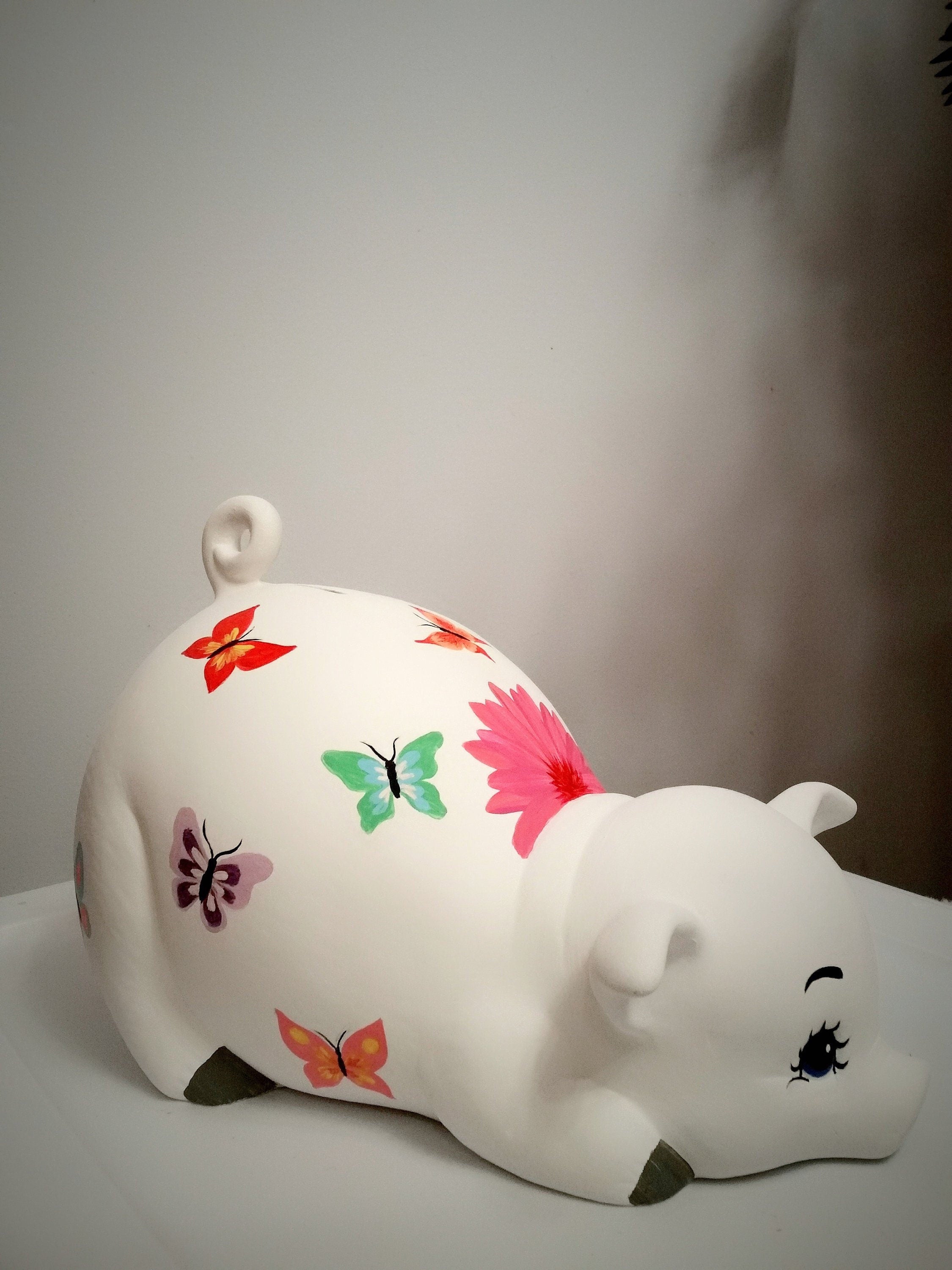 Large piggy bank with butterflies/piggy bank/personalized piggy bank/girls piggy bank