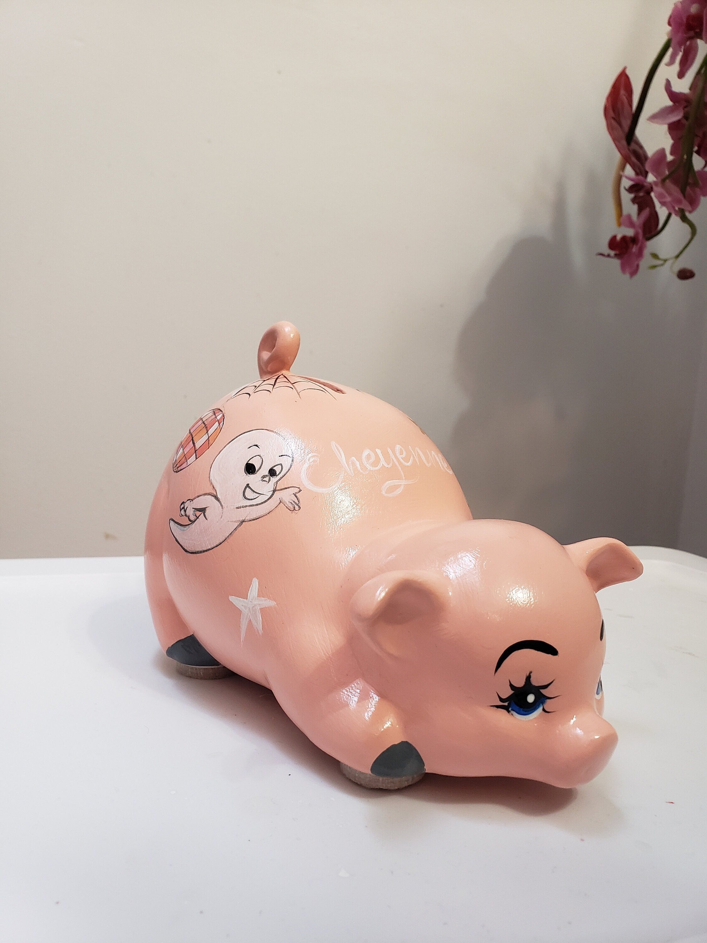 Small-sized, Personalized piggy bank with Halloween theme
