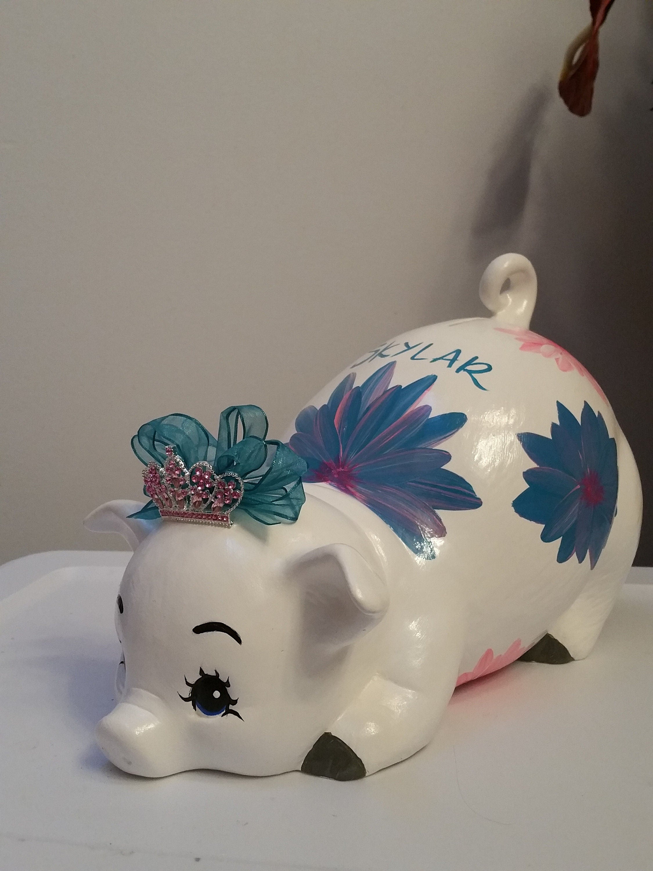 Piggy bank/personalized piggy bank/custom piggy bank/girls piggy bank/ceramic piggy bank/baby gift/baby shower gift/birthday gift