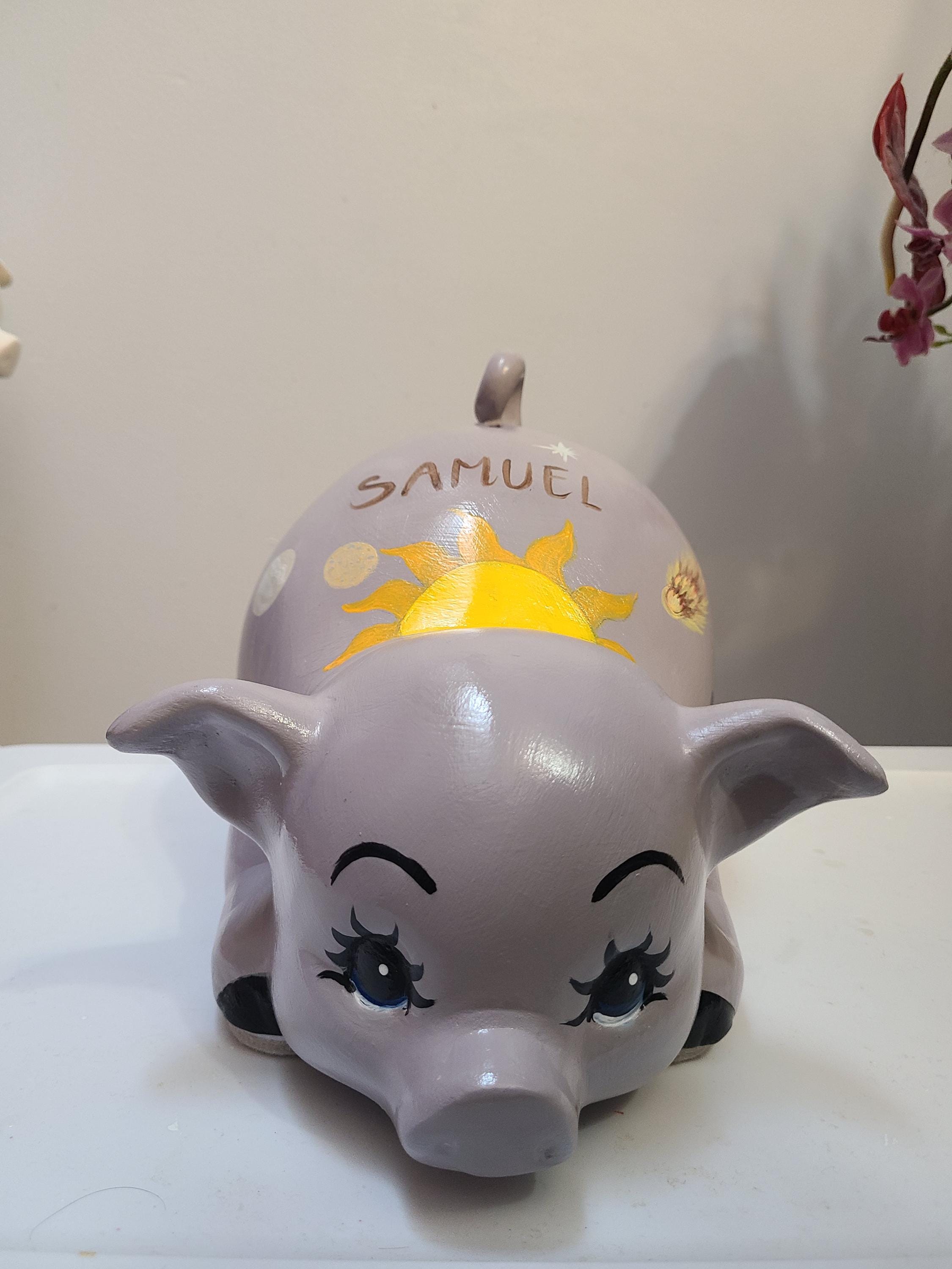 Large painted piggy bank/solar system/ space theme piggy bank
