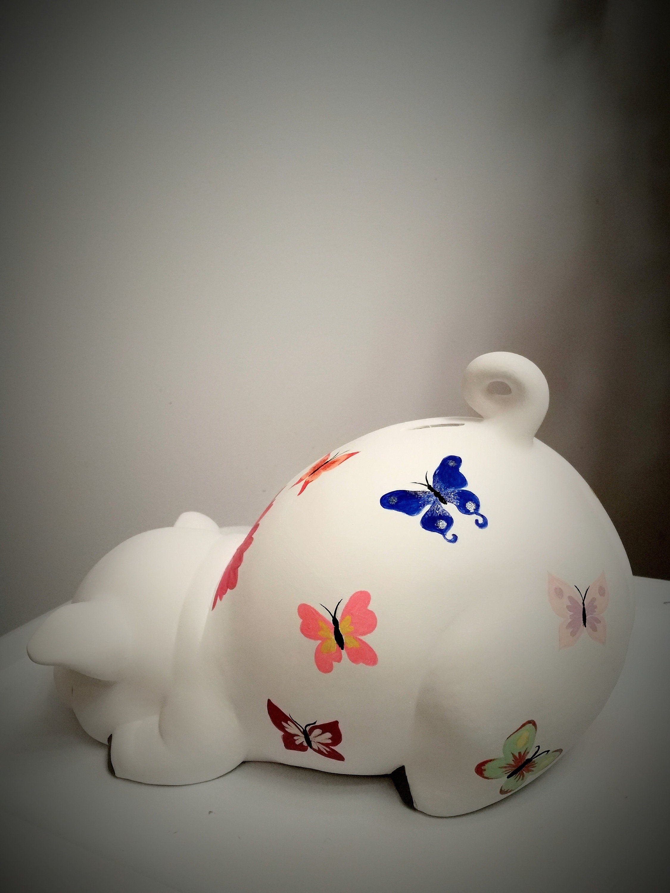 Large piggy bank with butterflies/piggy bank/personalized piggy bank/girls piggy bank