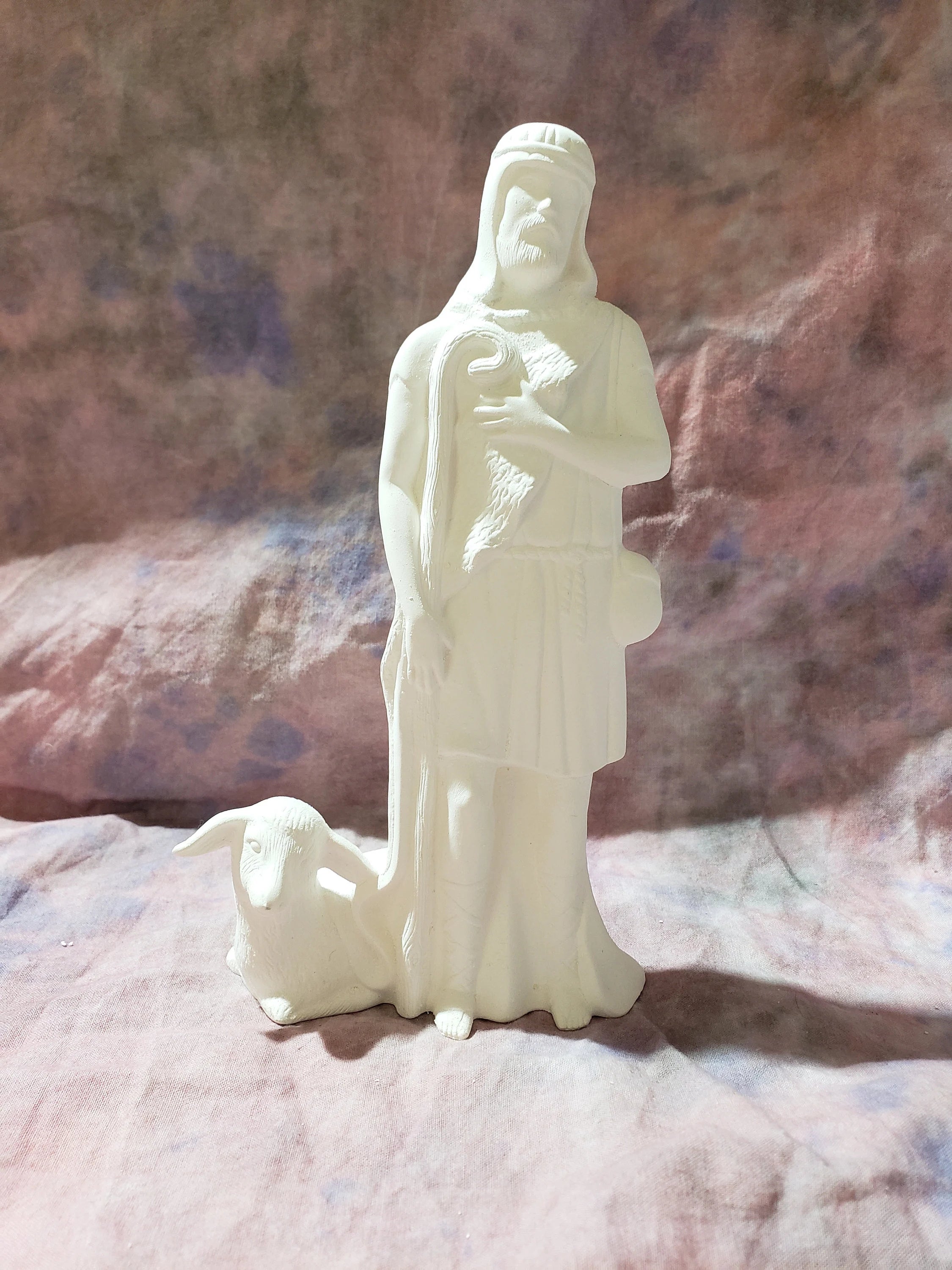 Large 18 Pieces Ceramic Nativity Set - Bisque